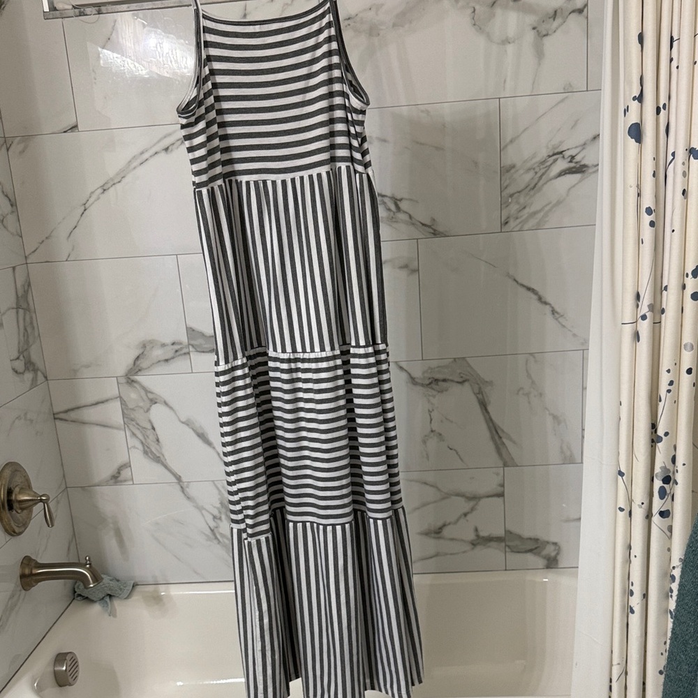 Amazon Essentials Black and White Striped Maxi Dress